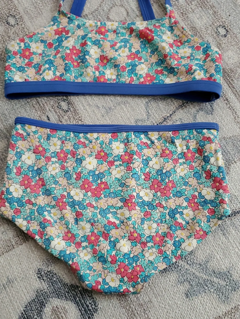 Mini Boden Girls Floral Two-Piece Cross-Back Bikini Set Swimsuit Sz9-10